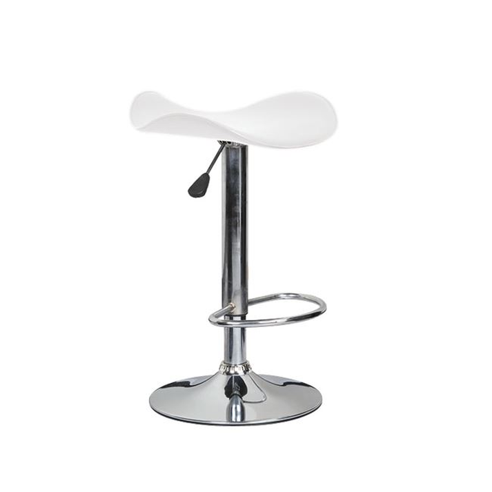 SADDLE Σκαμπό BAR, Βάση Χρώμιο, Pvc Άσπρο, Ρύθμιση Ύψους, Περιστρεφόμενο
