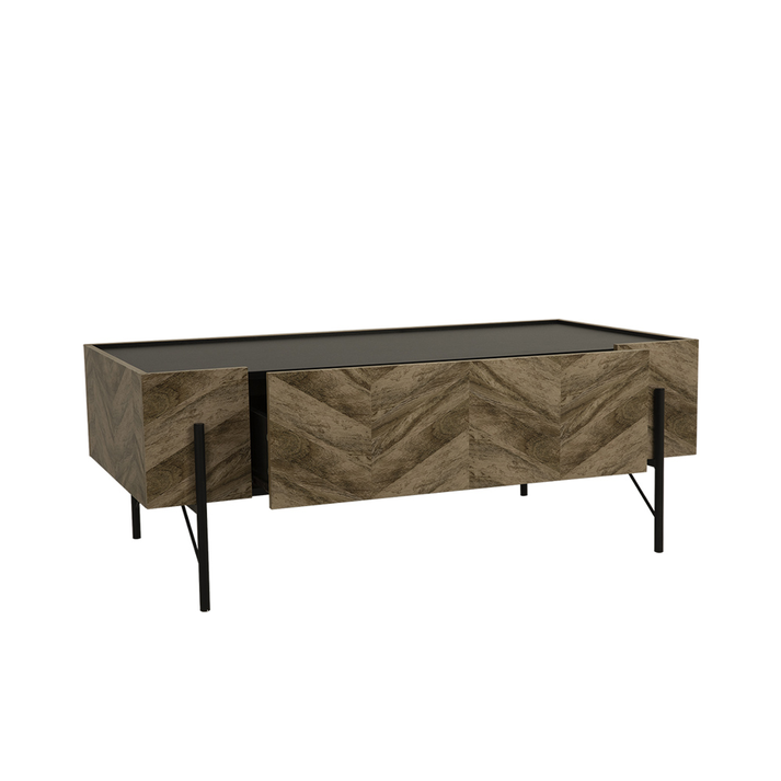 PARKE COFFEE TABLE ΜΑΥΡΟ ΦΥΣΙΚΟ ΜΕ PATTERN ΜΑΥΡΟ 120x63x45