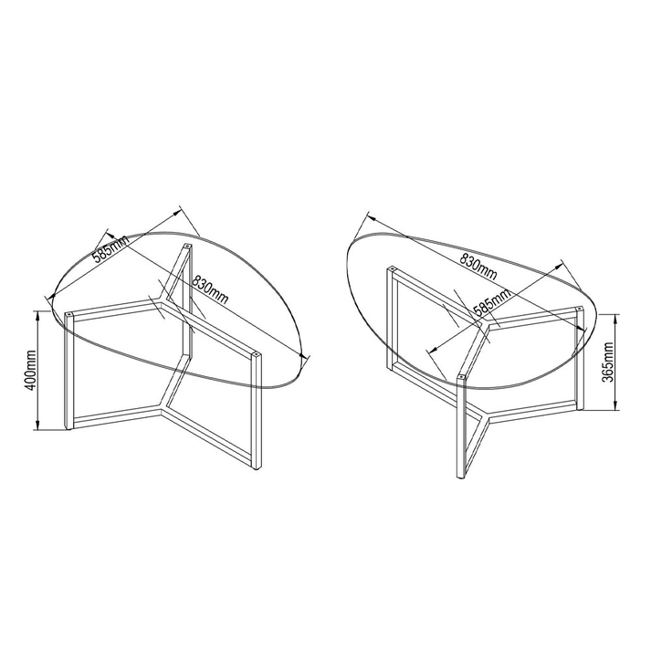 ROCKS COFFEE TABLE SET 2ΤΕΜ ΔΙΑΦΑΝΟ FUME ΜΑΥΡΟ 82x59x40