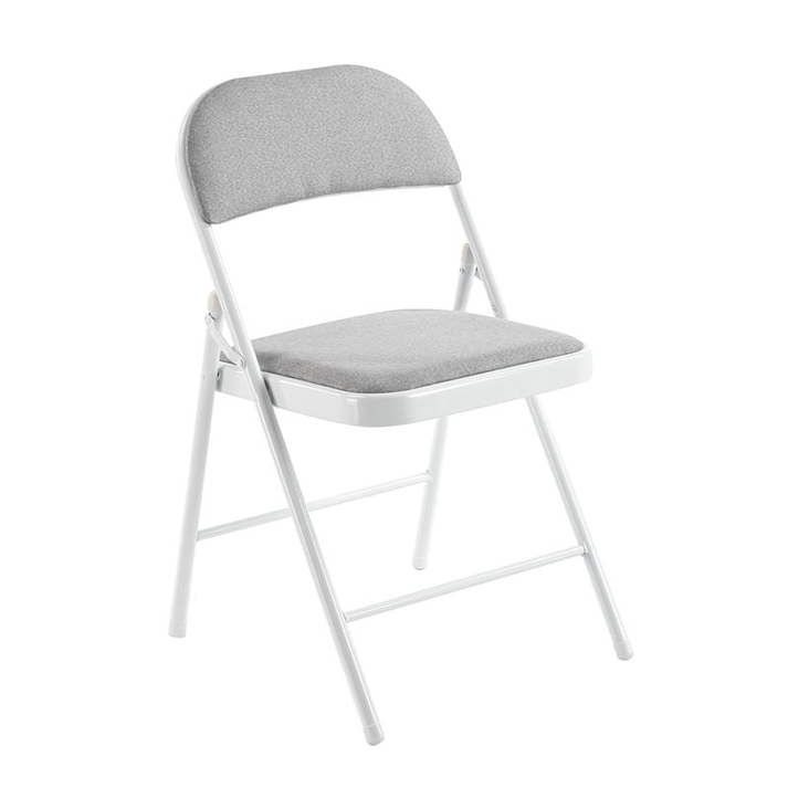 BRENDA Καρέκλα Πτυσσόμενη, Μέταλλο Βαφή Άσπρο, Ύφασμα Γκρι