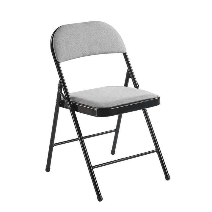 BRENDA Καρέκλα Πτυσσόμενη, Μέταλλο Βαφή Μαύρο, Ύφασμα Γκρι