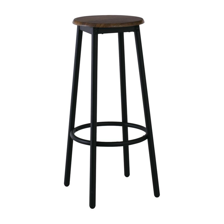 MAYER Σκαμπό BAR, Μέταλλο Βαφή Ανθρακί, Κάθισμα Απόχρωση Antique Brown