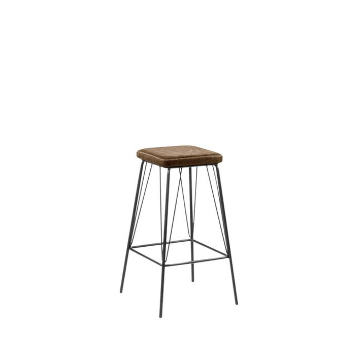 PANTON Σκαμπό BAR, Μέταλλο Βαφή Μαύρο, PU Απόχρωση Vintage Brown