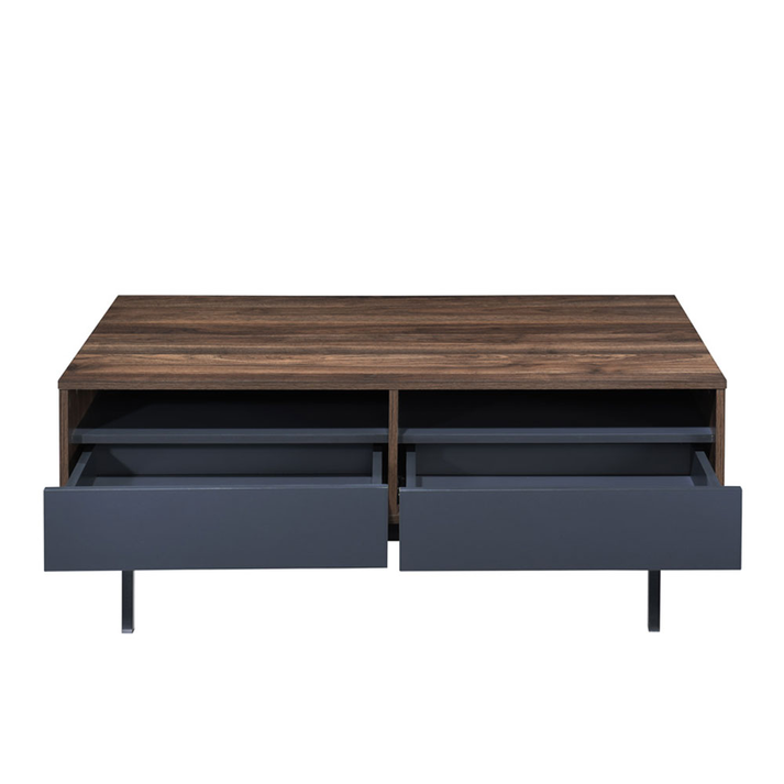 GROOVES COFFEE TABLE 2ΣΥΡΤΑΡΙΑ ΚΑΡΥΔΙ ΓΚΡΙ 110x60x45