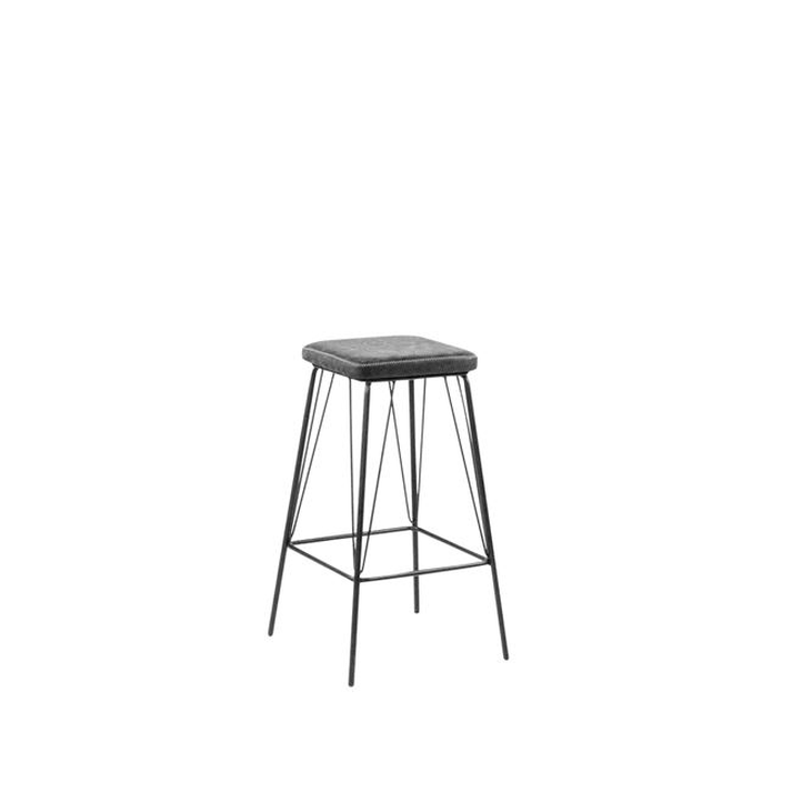 PANTON Σκαμπό BAR, Μέταλλο Βαφή Μαύρο, PU Απόχρωση Vintage Grey