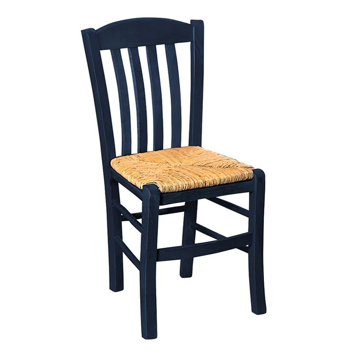 CASA Καρέκλα Οξιά Βαφή Εμποτισμού Ανιλίνη Μπλε, Κάθισμα Ψάθα