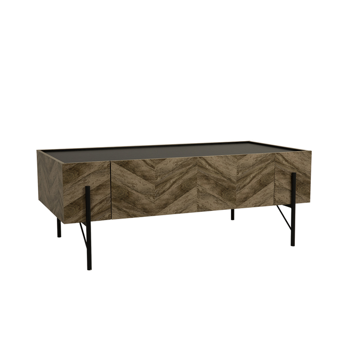 PARKE COFFEE TABLE ΜΑΥΡΟ ΦΥΣΙΚΟ ΜΕ PATTERN ΜΑΥΡΟ 120x63x45
