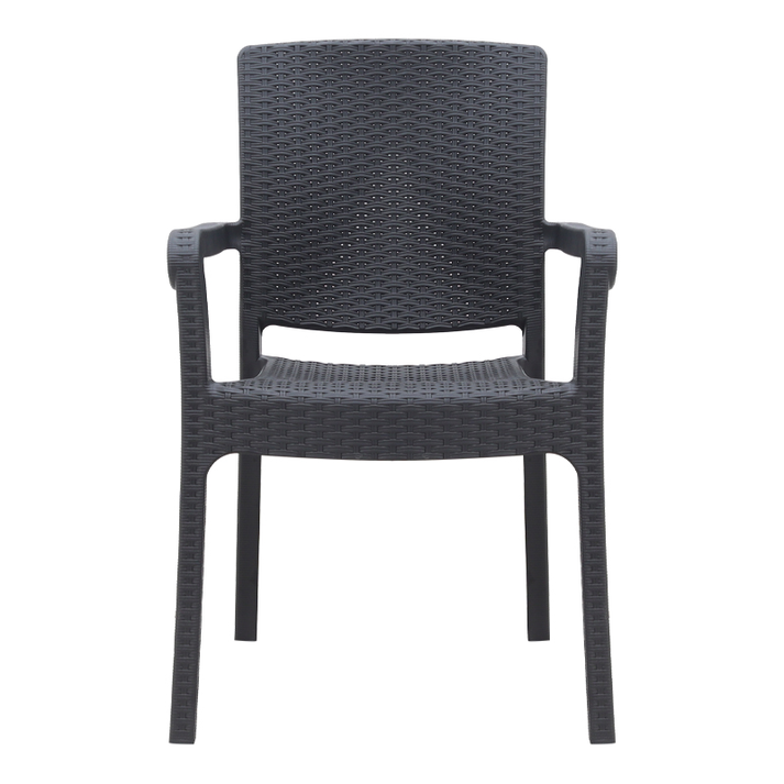 Πολυθρόνα κήπου πολυπροπυλενίου με πλέξη ραττάν χρώμα μαύρο 56x60x86,5εκ.