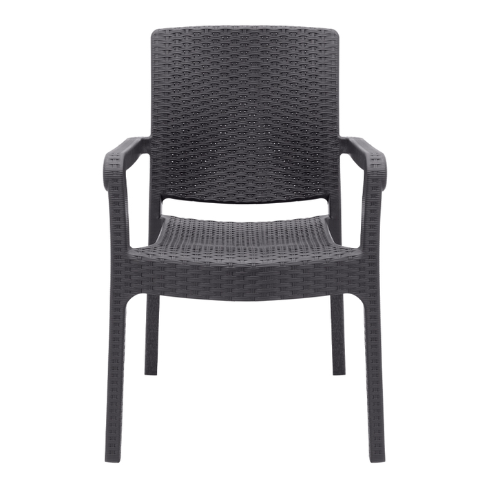 Πολυθρόνα κήπου πολυπροπυλενίου με πλέξη ραττάν χρώμα καφέ 56x60x86,5εκ.