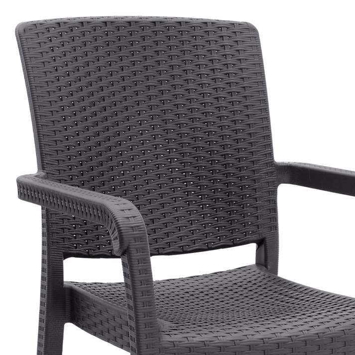 Πολυθρόνα κήπου πολυπροπυλενίου με πλέξη ραττάν χρώμα καφέ 56x60x86,5εκ.