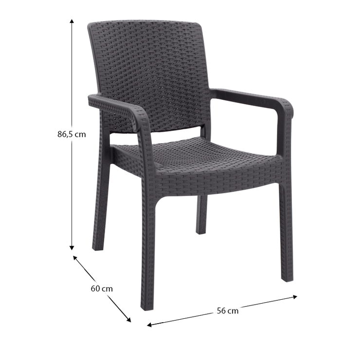 Πολυθρόνα κήπου πολυπροπυλενίου με πλέξη ραττάν χρώμα καφέ 56x60x86,5εκ.