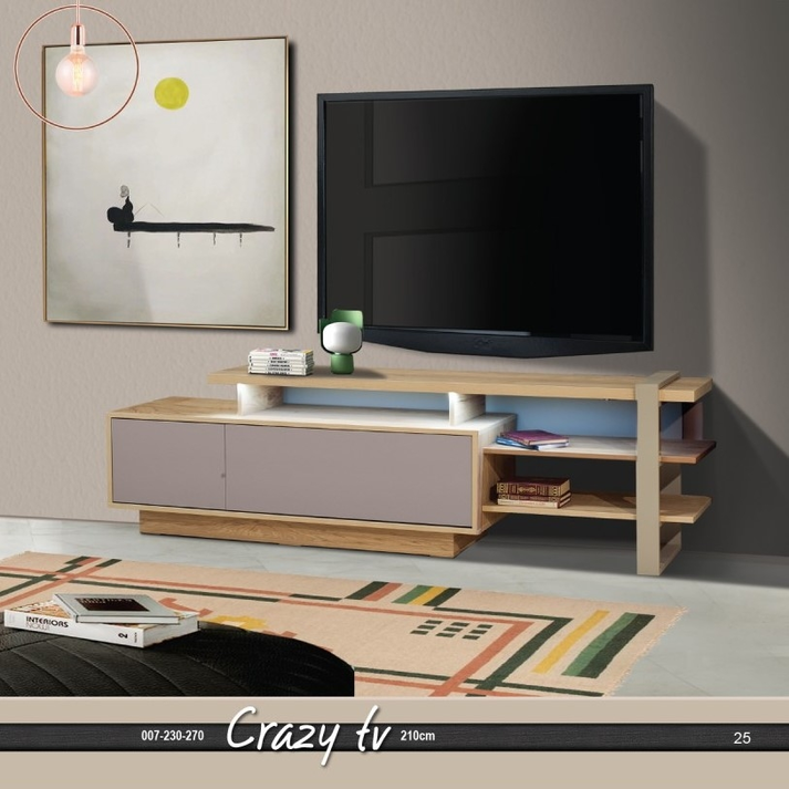 Crazy Έπιπλο Τηλεόρασης Ξύλινο Ελληνικής Κατασκευής 210x40xH40-47cm