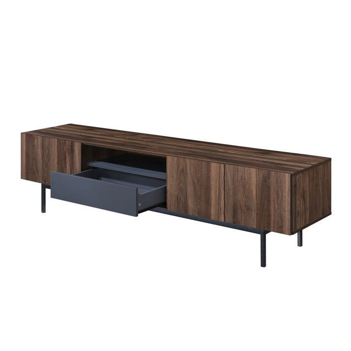 GROOVES TV STAND 3ΠΟΡΤΕΣ 1ΣΥΡΤΑΡΙ ΚΑΡΥΔΙ ΓΚΡΙ 180x40x50