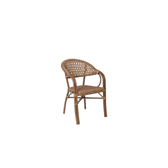 VEGERA Rattan Πολυθρόνα Dining Αλουμίνιο Φυσικό, Wicker Φυσικό, Στοιβαζόμενη