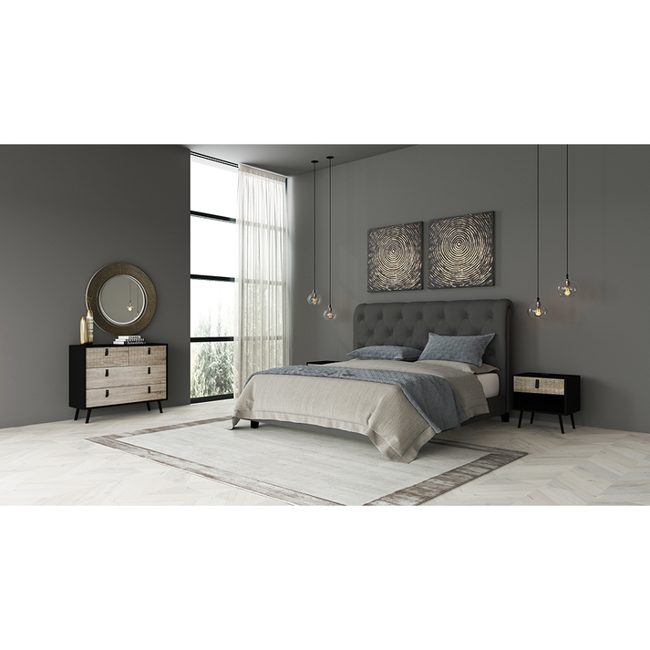 OMNIA ΣΥΡΤΑΡΙΕΡΑ ΜΑΥΡΟ SONOMA ΜΕ PATTERN 98.5x39x81.5