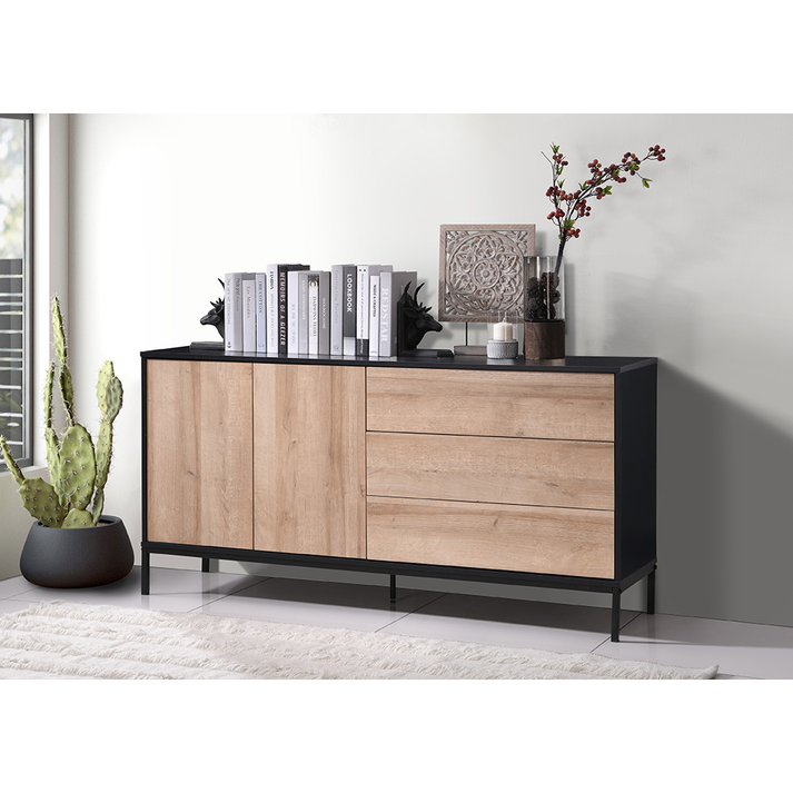 BLACKBIRD ΜΠΟΥΦΕΣ 2ΠΟΡΤΕΣ 3ΣΥΡΤΑΡΙΑ RIVIERA OAK ΜΑΥΡΟ 150x40x75.5