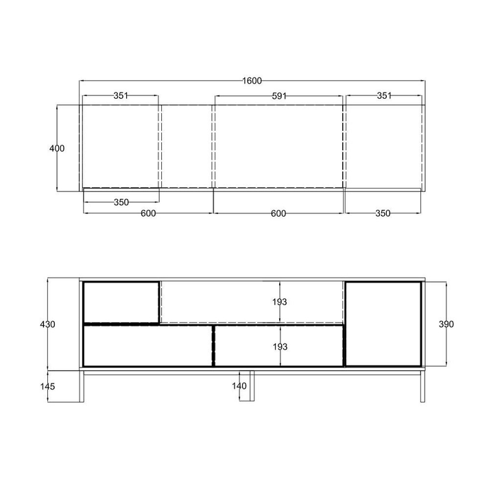 BLACKBIRD TV STAND RIVIERA OAK ΜΑΥΡΟ 160x40.5x58