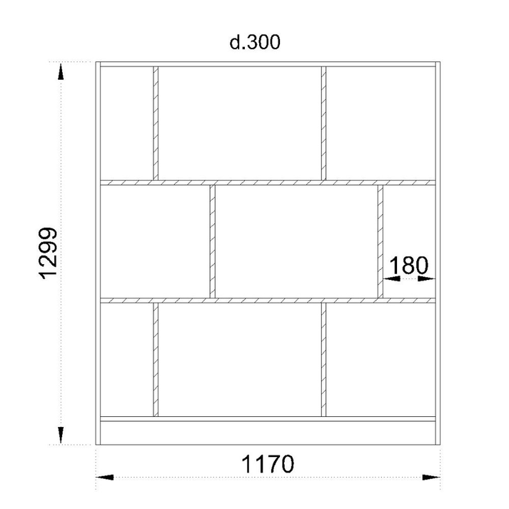 MAZE 117 ΒΙΒΛΙΟΘΗΚΗ ΧΑΜΗΛΗ SONOMA ΓΚΡΙ ΣΚΟΥΡΟ 117x30x130