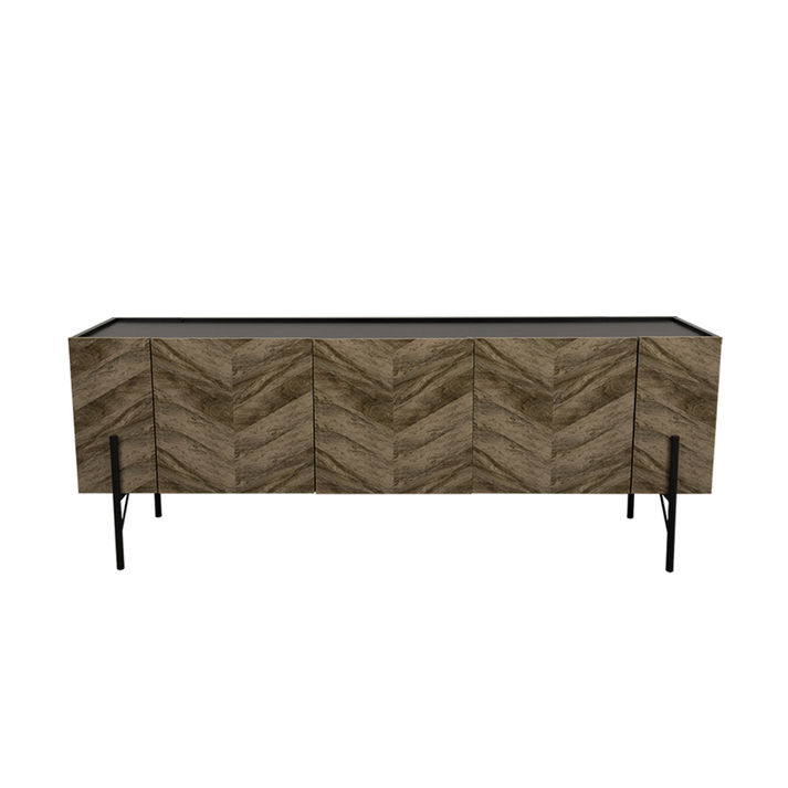 PARKE TV STAND ΜΑΥΡΟ ΦΥΣΙΚΟ ΜΕ PATTERN 160x43x60