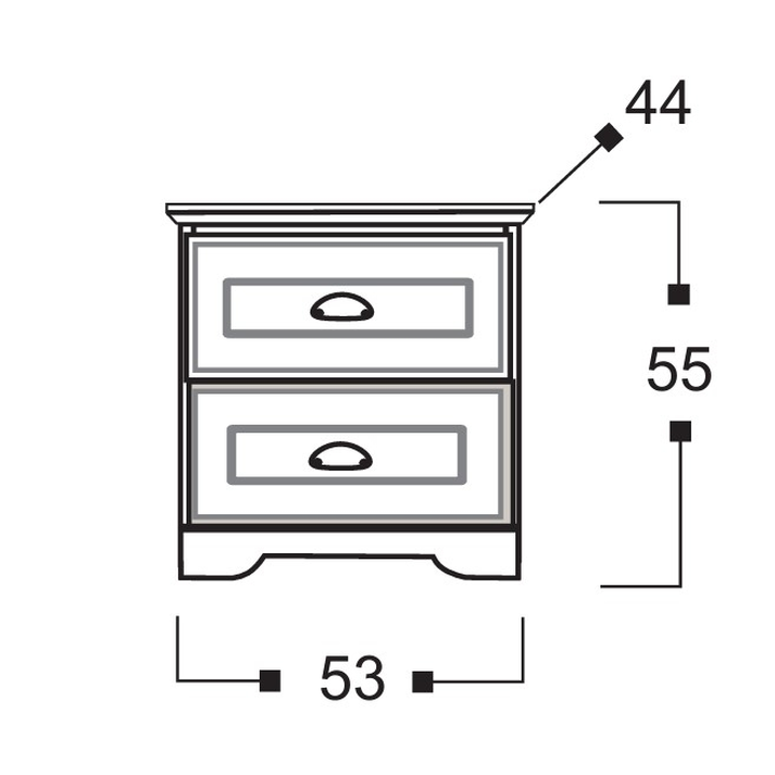 LAND Κομοδίνο με 2 Συρτάρια Ελληνικής Κατασκευής 53x44xH55cm