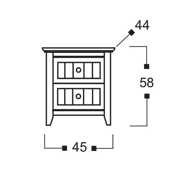 ISAVELLA Κομοδίνο Ελληνικής Κατασκευής 45/55x44xH58cm