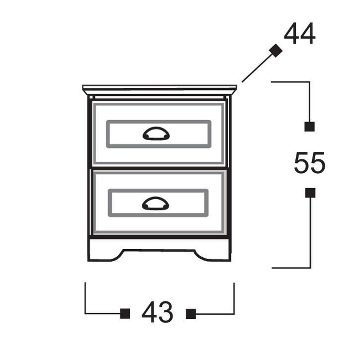 LAND Κομοδίνο με 2 Συρτάρια Ελληνικής Κατασκευής 53x44xH55cm