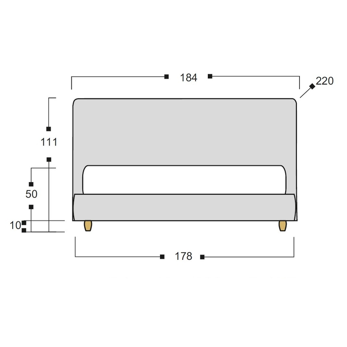 LINE A Κρεβάτι Ελληνικής Κατασκευής 220x184xH111cm (Για Στρώμα 160x200cm)