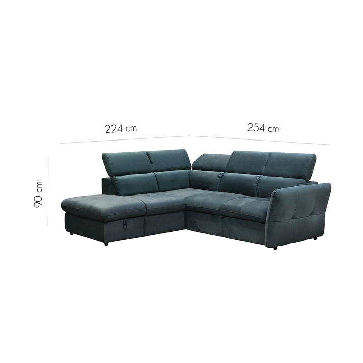 MONSERAT ΚΑΝΑΠΕΣ ΚΡΕΒΑΤΙ ΓΩΝΙΑ ΑΡΙΣΤΕΡΗ PETROL 254x224x90