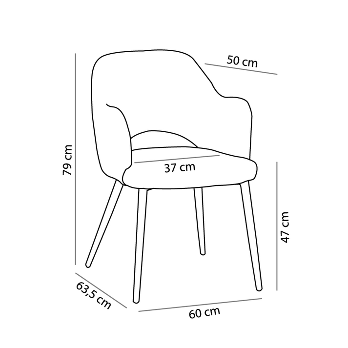 ASCOT ΚΑΡΕΚΛΑ ΚΑΦΕ ΣΚΟΥΡΟ 60x63.5x79