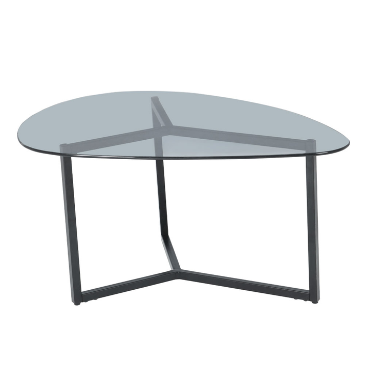 ROCKS COFFEE TABLE SET 2ΤΕΜ ΔΙΑΦΑΝΟ FUME ΜΑΥΡΟ 82x59x40