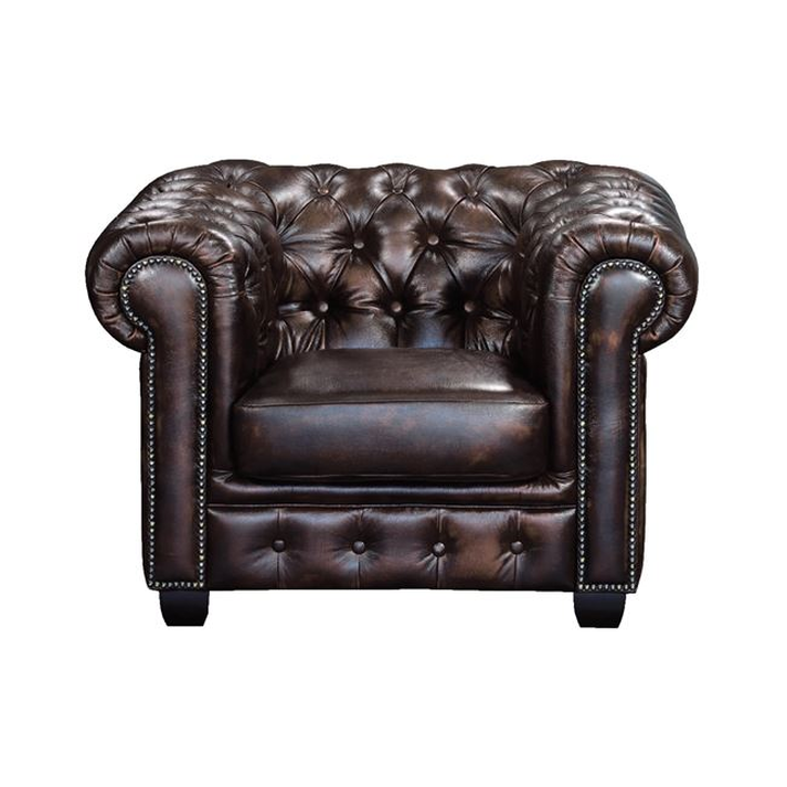 CHESTERFIELD Birmingham Πολυθρόνα Σαλονιού Καθιστικού,Δέρμα Απόχρωση Καφέ