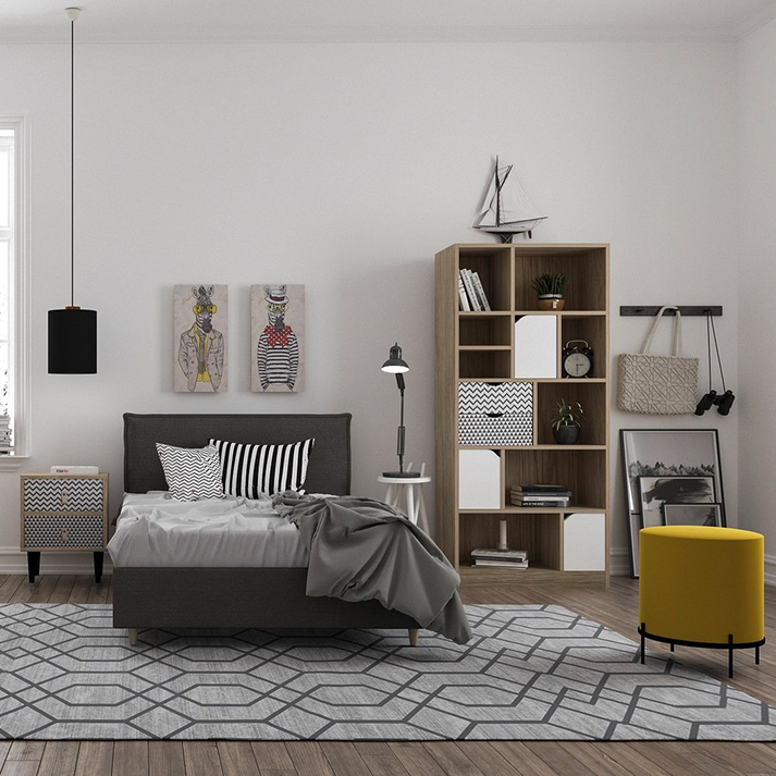 MINTONI ΒΙΒΛΙΟΘΗΚΗ SONOMA ΛΕΥΚΟ ΜΕ PATTERN 80x39x180