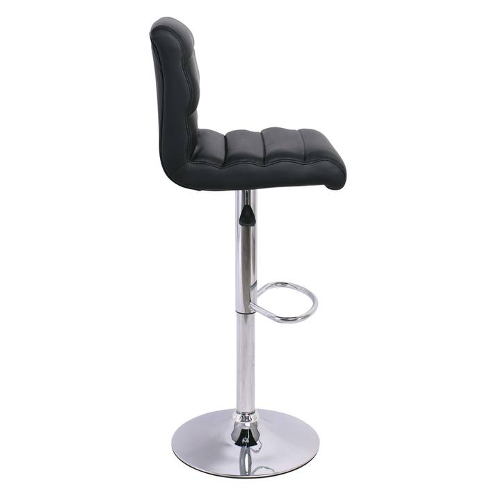 DYLAN Σκαμπό BAR με Πλάτη, Χρώμιο, Pu Μαύρο, Ρυθμιζόμενο Ύψος, Περιστρεφόμενο