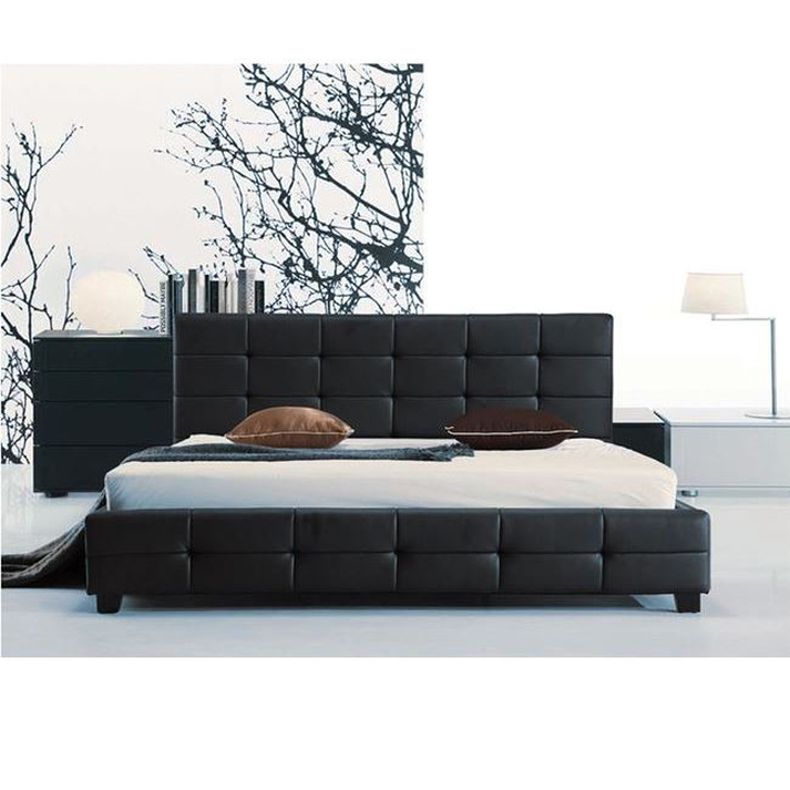 FIDEL Κρεβάτι Διπλό για Στρώμα 150/ 160x200cm, PU Μαύρο