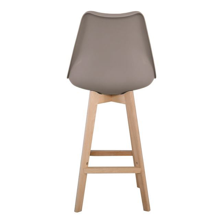 MARTIN Σκαμπό BAR Οξιά Φυσικό, PP-Pu Sand Beige, Μονταρισμένη Ταπετσαρία