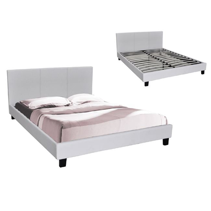 WILTON Κρεβάτι για Στρώμα 90 140 150 160 cm, Pu Άσπρο