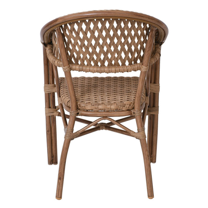 VEGERA Rattan Πολυθρόνα Dining Αλουμίνιο Φυσικό, Wicker Φυσικό, Στοιβαζόμενη
