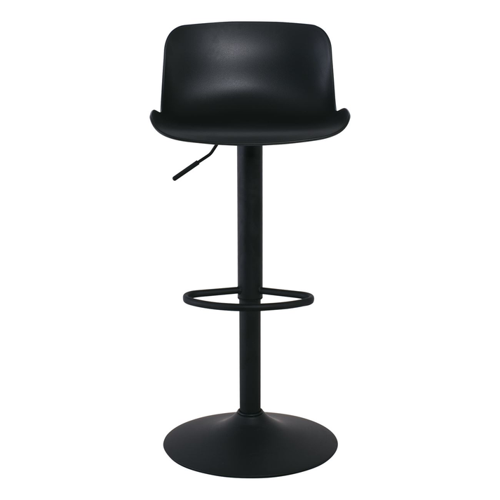 MOSS Σκαμπό BAR με Πλάτη, Μέταλλο Βαφή Μαύρο, PP Μαύρο, Ρύθμιση Ύψους, Περιστρεφόμενο