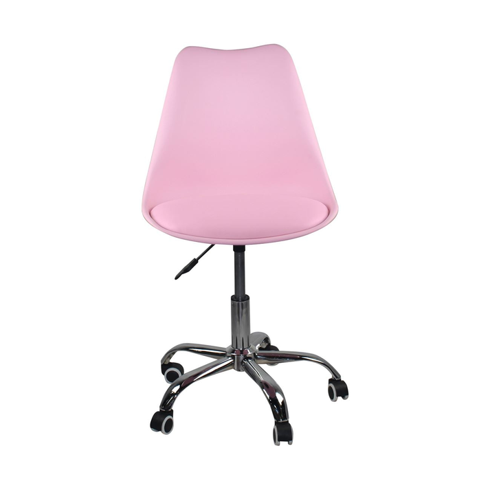 MARTIN Καρέκλα Γραφείου, Βάση Χρώμιο Βαρέως Τύπου, PP & Pu Ροζ, Μονταρισμένη Ταπετσαρία