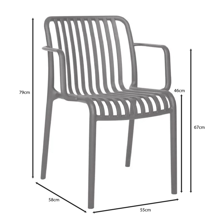 MODA-H Πολυθρόνα Στοιβαζόμενη, PP - UV Protection Απόχρωση Ανθρακί