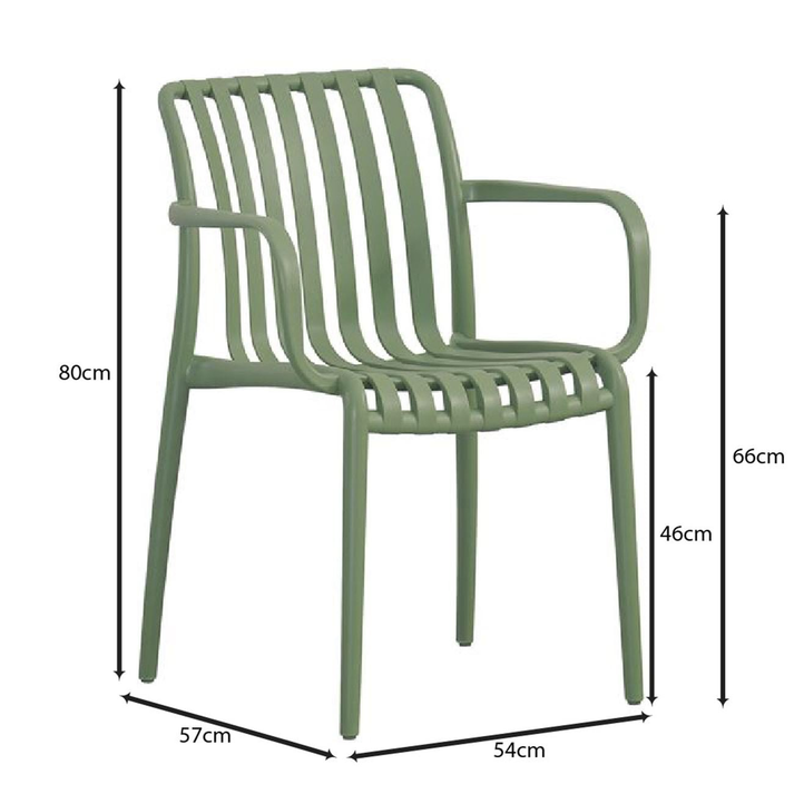 MODA-H Πολυθρόνα Στοιβαζόμενη, PP - UV Protection Απόχρωση Πράσινο