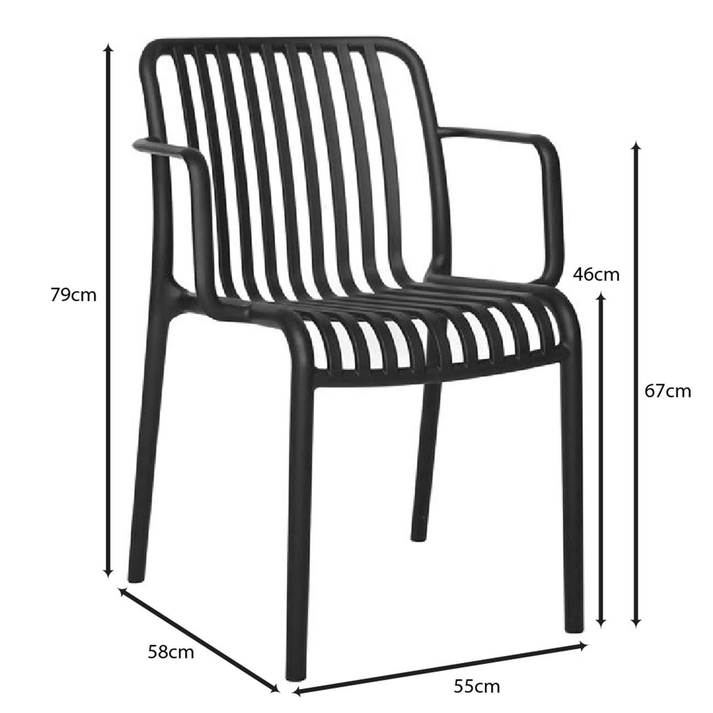 MODA-H Πολυθρόνα Στοιβαζόμενη, PP - UV Protection Απόχρωση Μαύρο