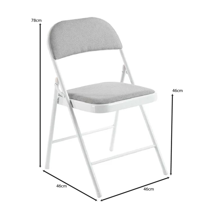 BRENDA Καρέκλα Πτυσσόμενη, Μέταλλο Βαφή Άσπρο, Ύφασμα Γκρι