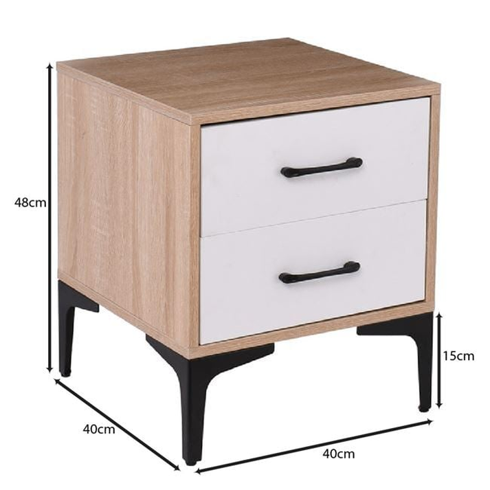 MERRANO Κομοδίνο με 2 Συρτάρια Απόχρωση Sonoma-Άσπρο