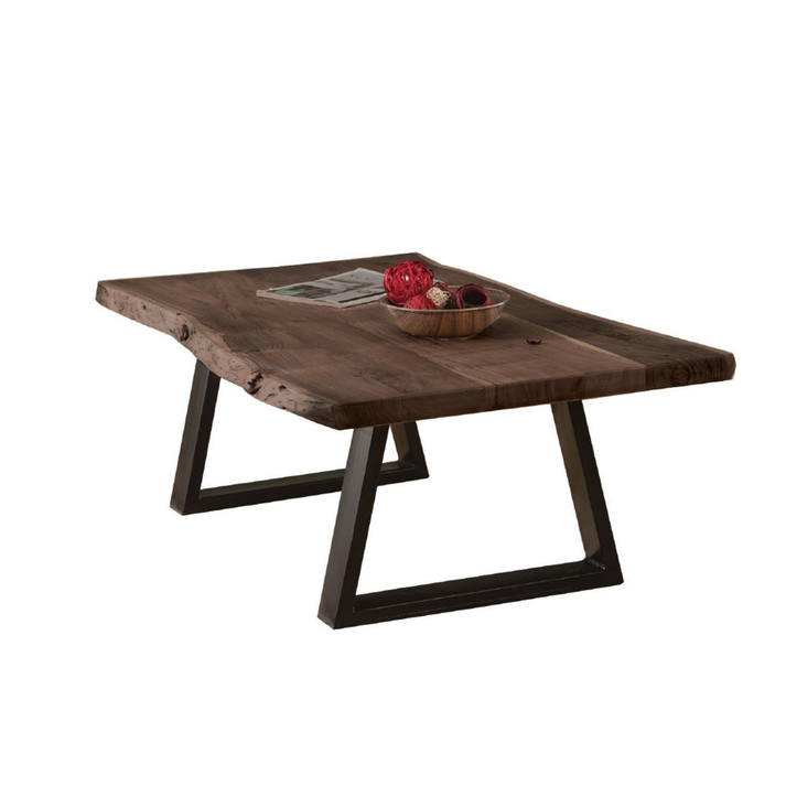 LIZARD Slim Τραπέζι Σαλονιού Καθιστικού, Μέταλλο Βαφή Μαύρο, Ξύλο Ακακία Καρυδί