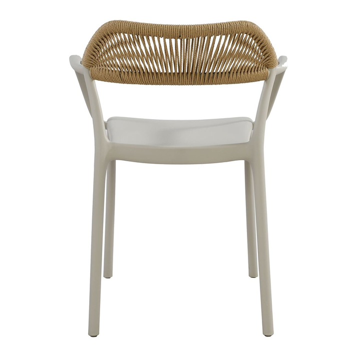 DOLLI Πολυθρόνα Στοιβαζόμενη, PP-UV Γκρι, Rope Wicker Φυσικό