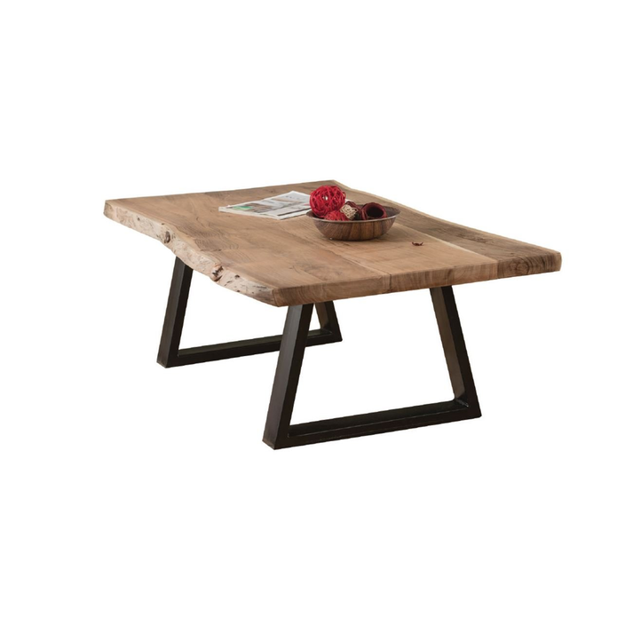 LIZARD-W Slim Τραπέζι Σαλονιού Καθιστικού, Μέταλλο Βαφή Μαύρο, Ξύλο Ακακία Φυσικό