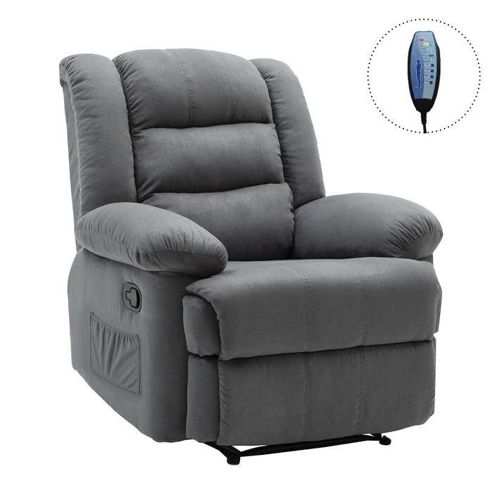 JULIA Massage Πολυθρόνα Relax Σαλονιού - Καθιστικού, Ύφασμα Γκρι