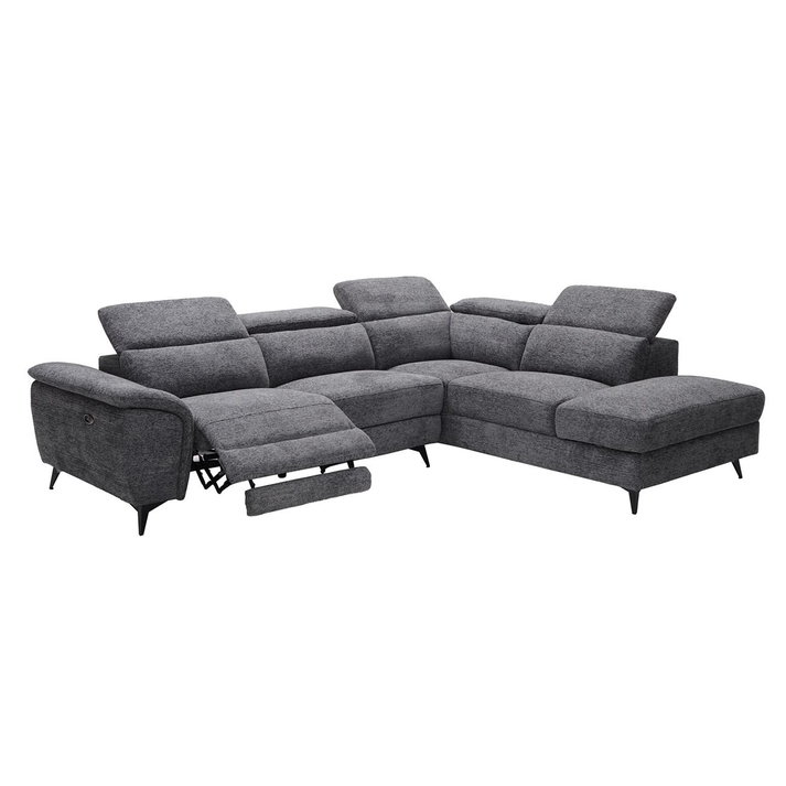 ROMEO Καναπές-Relax, Αριστερή Γωνία,Ύφασμα Γκρι, Αποθ.χώρος, Μία θέση με ηλεκτρική ανάκληση