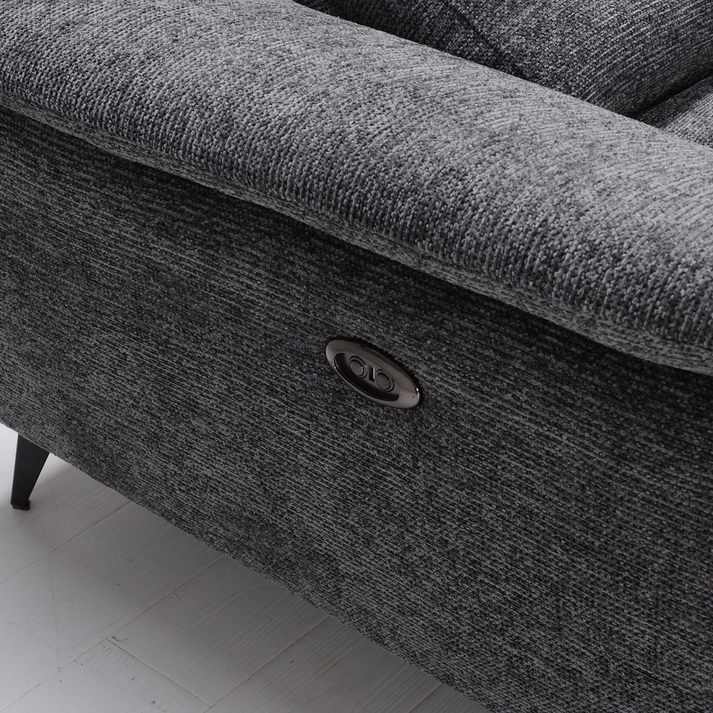 ROMEO Καναπές-Relax, Αριστερή Γωνία,Ύφασμα Γκρι, Αποθ.χώρος, Μία θέση με ηλεκτρική ανάκληση